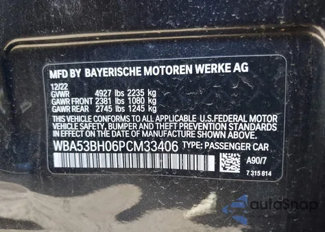 2023 BMW 530 I from USA, damaged, VIN WBA53BH06PCM33406
